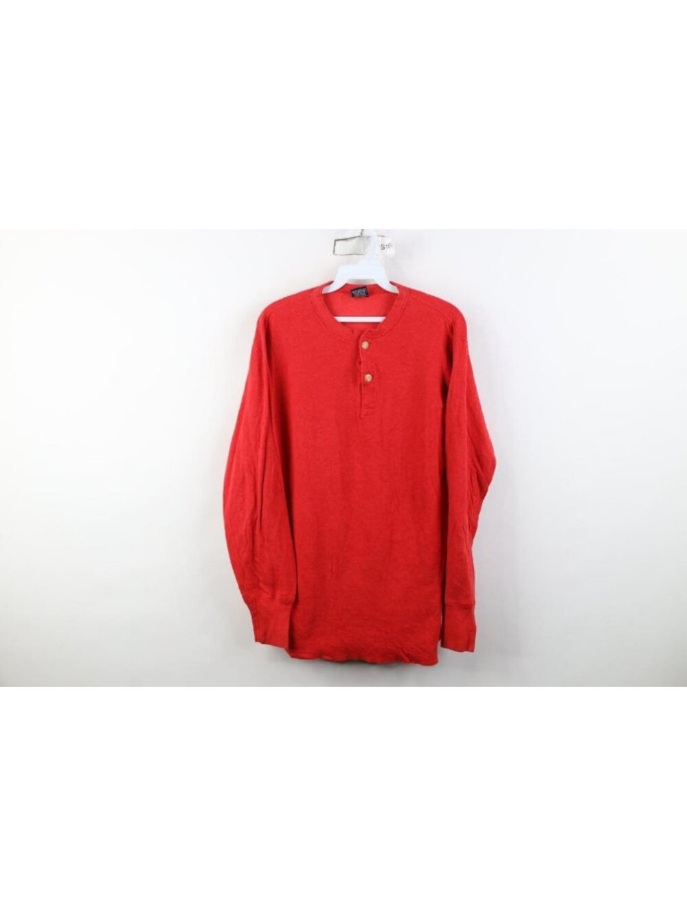 Vtg 70s Streetwear Mens L Wool Blend Double Wall Thermal Henley T-Shirt Red USA
